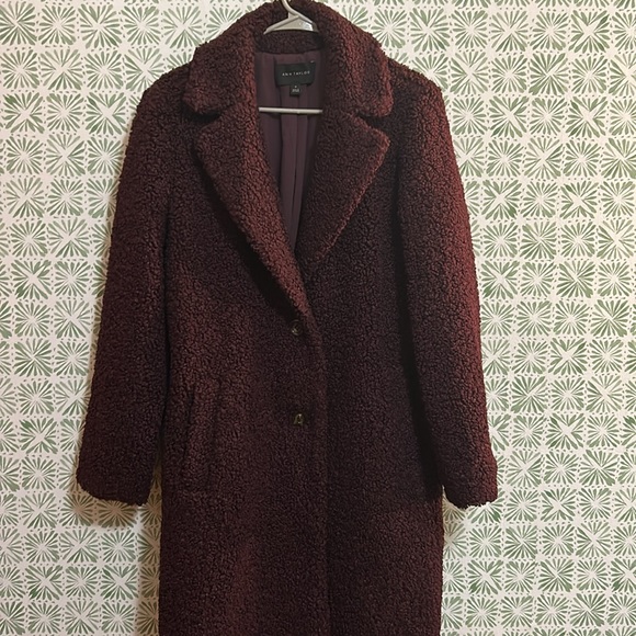 Ann Taylor Purple Mauve Teddy Coat Medium - Picture 5 of 6